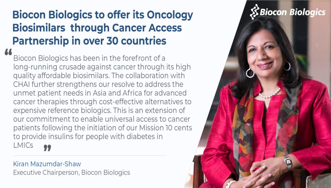 Biocon Biologics to offer its Oncology Biosimilars through Cancer Access Partnership in over 30 countries