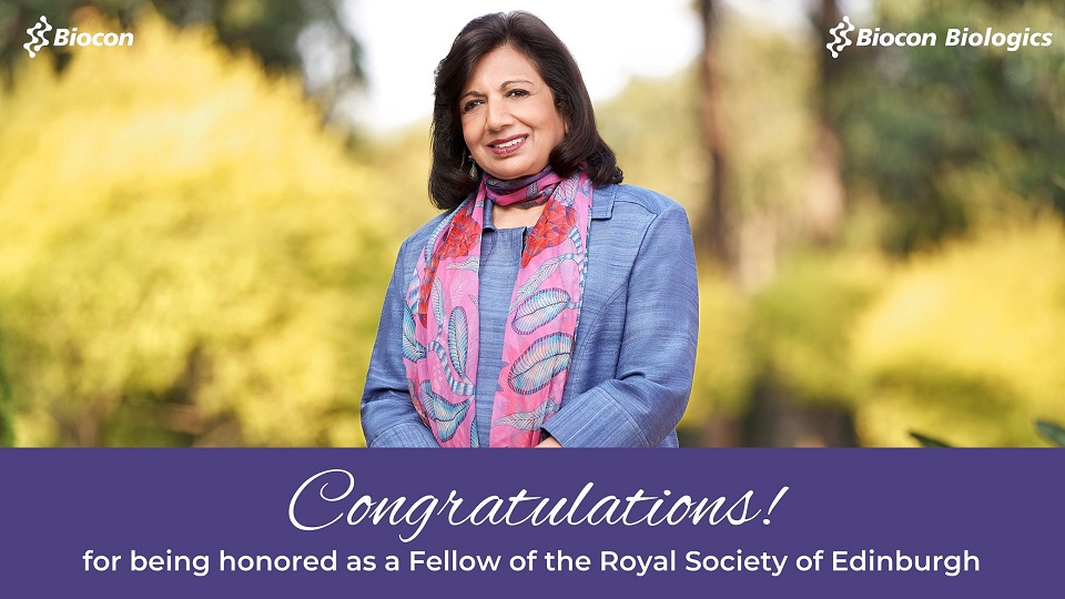 Kiran Mazumdar-Shaw Elected as the Fellow of Royal Society