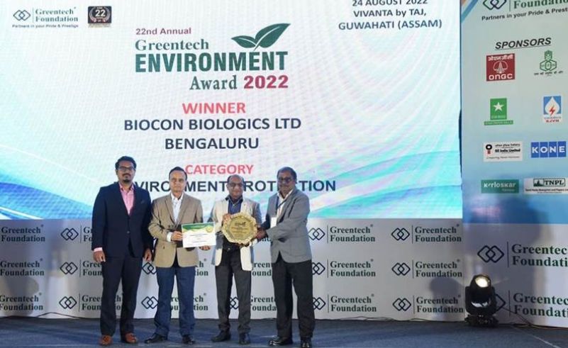 Biocon Biologics Conferred with the Coveted 22nd Greentech Environment Award 2022
